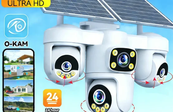 กล้อง DIFANG 20MP AOV ไร้สาย 4G พลังงานแสงอาทิตย์ จอแสดงผลสี่จอ 360 องศา °   กล้องวงจรปิดไร้สาย 3 เลนส์ PTZ ซูมได้ รุ่นใหม่ ใช้พลังงานแสงอาทิตย์ O-kam Pro 1