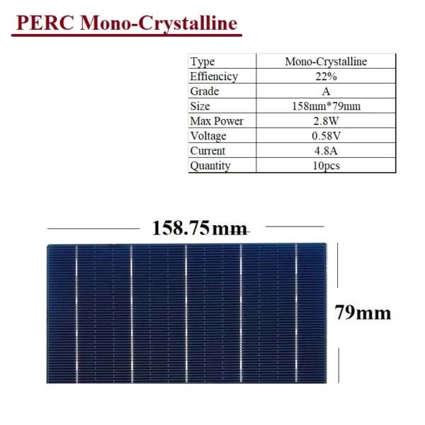Mono-Crystalline Solar Cell เกรด A PERC 22% ประสิทธิภาพสูง DIY แผงพลังงานแสงอาทิตย์10ชิ้น/ล็อตจัดส่งฟรี 1