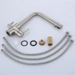 BAKALAกรองก๊อกน้ําห้องครัวน้ําดื่มKitchen Tap Deckติดตั้งDual Handles 3-Wayร้อนเย็นน้ําผสม 6