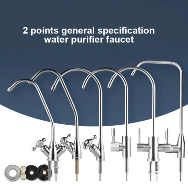 304ก๊อกน้ำสแตนเลสสำหรับห้องครัวชุบโครเมียม1/4นิ้วหัวก๊อกน้ำออสโมซิสแบบย้อนกลับสำหรับเครื่องกรองน้ำดื่ม 1