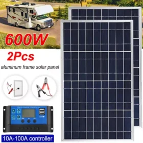 แผงพลังงานแสงอาทิตย์กลางแจ้ง 600W 12V Polycrystalline USB แบบพกพา Solar Cell เครื่องกําเนิดไฟฟ้าพลังงานแสงอาทิตย์สําหรับ Home Lighting Camp 1