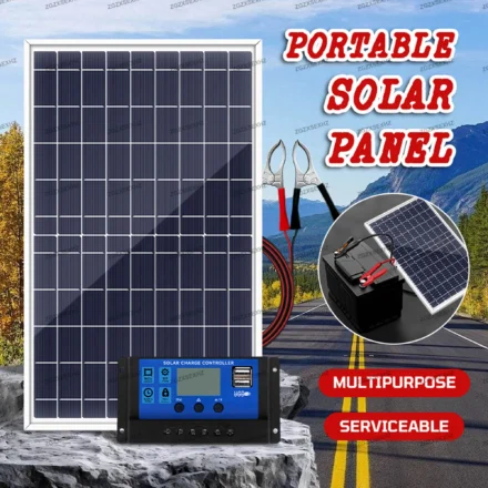 แผงโซลาร์เซลล์กลางแจ้ง 700W 12V โพลีคริสตัลไลน์ ชาร์จไฟแบบพกพาผ่าน USB เครื่องกำเนิดไฟฟ้าพลังงานแสงอาทิตย์สำหรับไฟบ้านและแคมป์ 1