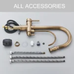 ทองเหลืองโบราณน้ำกรองก๊อกน้ำห้องครัว Dual Handle ร้อนเย็นเครื่องกรองน้ำดื่มก๊อกน้ำดึง Purification คุณลักษณะก๊อก 6