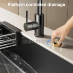 304 อ่างล้างจานสแตนเลสชามเดียวหนาวัสดุ Undermount อ่างล้างหน้าผัก Workstation พร้อมอุปกรณ์ระบายน้ํา 3