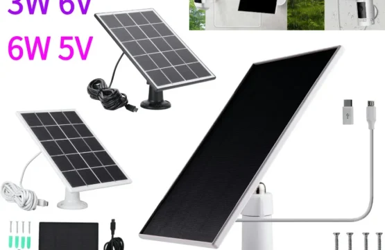 ชุดแผงโซลาร์เซลล์ 3W 6V 360 °   แผงโซลาร์เซลล์ติดผนังแบบปรับได้ ช่องเสียบไมโครยูเอสบี+Type-C สำหรับกล้องวงจรปิด Ring Eufy Blink Arlo 1