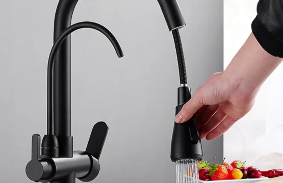 Matte Black Pure ก๊อกน้ำห้องครัวก๊อกน้ำ Dual Handle ร้อนและเย็นดื่มน้ำห้องครัว Mixer ก๊อก 1