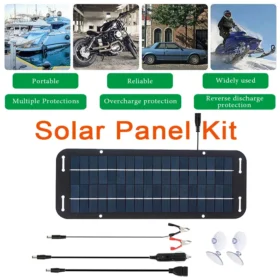 เครื่องชาร์จพลังงานแสงอาทิตย์แบบโพลีคริสตัลไลน์ 12V ประสิทธิภาพสูงสำหรับแบตเตอรี่รถยนต์ เครื่องชาร์จแบบทริคเคิลพลังงานแสงอาทิตย์ เครื่องชาร์จพลังงานแสงอาทิตย์สำหรับรถบ้านและรถแคมป์ปิ้ง 2