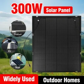 300W ETFE แผงพลังงานแสงอาทิตย์ 18V Solar Cell Battery Charger แผ่นพลังงานแสงอาทิตย์สําหรับ Outdoor Camping Yacht Motorhome รถ RV เรือ 1