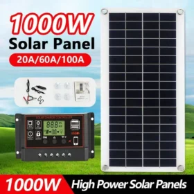 20 W-1000 W แผงพลังงานแสงอาทิตย์ 12V Solar Cell 100A Controller แผงพลังงานแสงอาทิตย์สําหรับโทรศัพท์ RV รถ MP3 PAD Charger กลางแจ้งแบตเตอรี่ Camping 1
