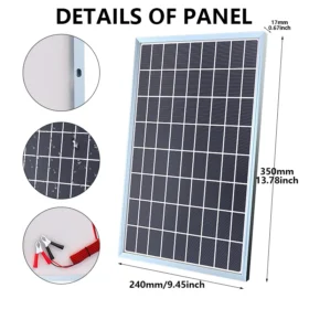ชุดพลังงานแสงอาทิตย์ 300W - ชุดแผงโพลีคริสตัลไลน์ 12V ครบชุดการชาร์จ USB เหมาะสําหรับการเดินทางกลางแจ้งและพลังงานสํารอง 6