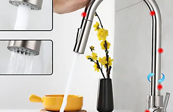 แปรงนิกเกิล Touch บนก๊อกน้ําอ่างล้างจานพร้อมดึงลงร้อนเย็นอ่างล้างจาน Tap Smart Sensor Touch ก๊อกน้ําห้องครัว 1