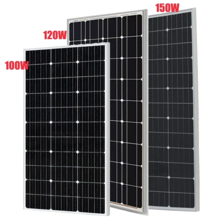 Solar panel โมดูลแผงโซล่าน้ำหนักเบา100W 120W 150W กรอบเซลล์อลูมิเนียมสำหรับ12V หรือ24V 36V รถแบตเตอรี่บ้านเรือฟาร์ม RV การตั้งแคมป์ 1