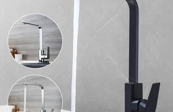 ก๊อกน้ำทรงสี่เหลี่ยม หมุนได้ 360 องศา ก๊อกผสมน้ำร้อนน้ำเย็น ก๊อกน้ำอ่างล้างหน้า ก๊อกน้ำสำหรับห้องครัวและห้องน้ำ แบบติดตั้งบนเคาน์เตอร์ 1