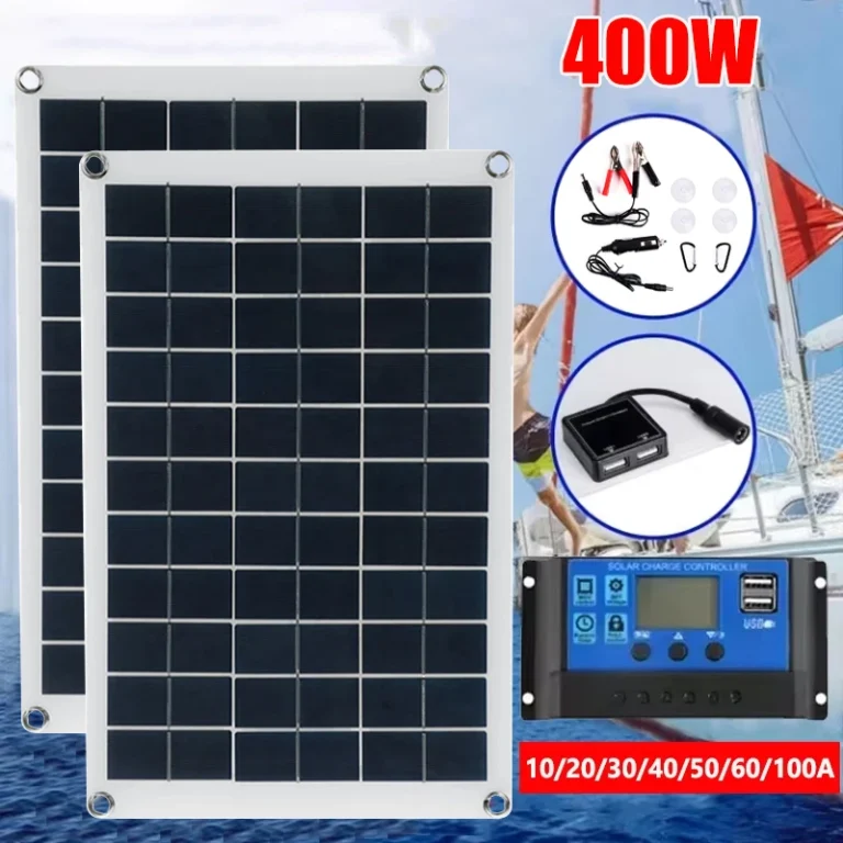 400W 200W ชุดแผงพลังงานแสงอาทิตย์ 18V Solar Cell พร้อม 10A-100A Controller Dual USB กลางแจ้ง Charger Power Bank สําหรับโทรศัพท์มือถือ CAMPING 1