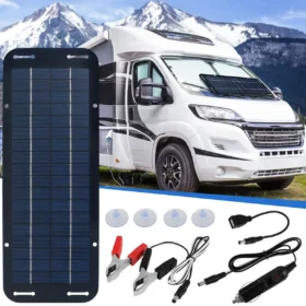 30W Solar Trickle Charger IP65 รถแบตเตอรี่แผงพลังงานแสงอาทิตย์ชุดชาร์จ 12-24V เครื่องชาร์จแบตเตอรี่พลังงานแสงอาทิตย์สําหรับรถยนต์ RV เรือรถจักรยานยนต์ 2