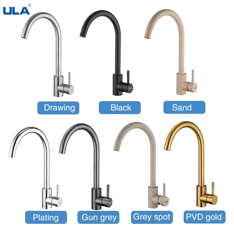 ULA ก๊อกน้ําห้องครัวสแตนเลส 360 หมุนอ่างล้างจานร้อนและเย็น Chrome Black Gold Sink Mixer Tap Torneira 1