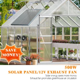 พัดลมแผงโซลาร์เซลล์ 500W ประสิทธิภาพสูงพร้อมระบบทําความเย็นอัตโนมัติสําหรับห้องใต้หลังคา โรงรถ เล้าไก่ 6