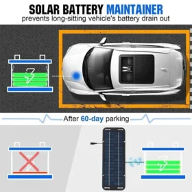 เครื่องชาร์จพลังงานแสงอาทิตย์แบบโพลีคริสตัลไลน์ 12V ประสิทธิภาพสูงสำหรับแบตเตอรี่รถยนต์ เครื่องชาร์จแบบทริคเคิลพลังงานแสงอาทิตย์ เครื่องชาร์จพลังงานแสงอาทิตย์สำหรับรถบ้านและรถแคมป์ปิ้ง 1