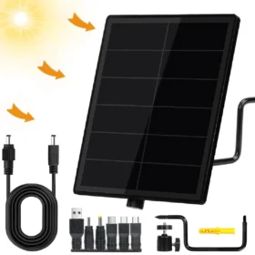 D5 แผงพลังงานแสงอาทิตย์ DC 3.7 V/5 V/6 V/9 V/12 V Solar Charger สําหรับกล้องรักษาความปลอดภัย Doorbell แหล่งจ่ายไฟพลังงานแสงอาทิตย์พร้อมพอร์ต Micro USB และ Type-C 1