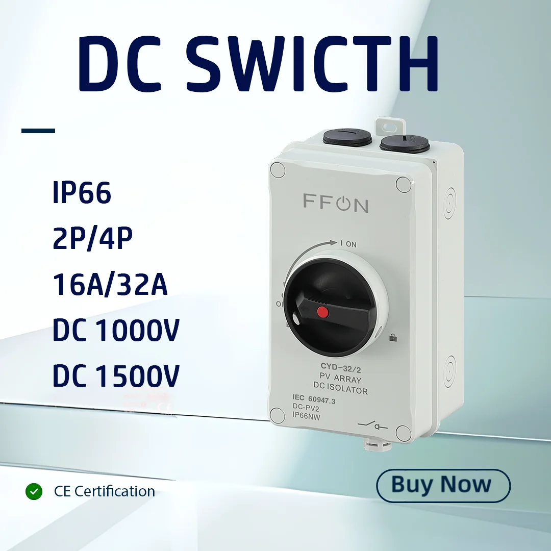 สวิตช์ตัดวงจรแบบหมุนสำหรับแผงโซลาร์เซลล์ PV DC 1200V 16A 32A พร้อมมือหมุน กันน้ำ สำหรับใช้งานกลางแจ้ง 1 สวิตช์ตัดวงจรแบบหมุนสำหรับแผงโซลาร์เซลล์ PV DC 1200V 16A 32A พร้อมมือหมุน กันน้ำ สำหรับใช้งานกลางแจ้ง 1