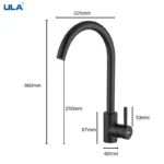 ULA ก๊อกน้ําห้องครัวสแตนเลส 360 หมุนอ่างล้างจานร้อนและเย็น Chrome Black Gold Sink Mixer Tap Torneira 5
