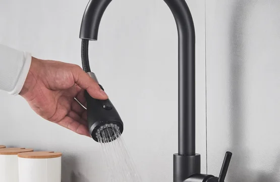 Rozin สีดําก๊อกน้ําห้องครัวเดี่ยวดึง Spout อ่างล้างจาน TAP Stream Sprayer หัว Chrome/สีดํา Mixer TAP 1