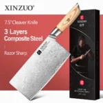 XINZUO 7.5 ''มีดเชฟ Cleaver 3 ชั้นเหล็กมีดโกน Sharp มีดครัวสแตนเลสหั่นเนื้อผักเครื่องมือ 1