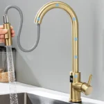 Touch ก๊อกน้ําห้องครัวดิจิตอลแปรงทองร้อนเย็นอ่างล้างจานแตะสแตนเลสสมาร์ทดิจิตอล Touch บนก๊อกน้ําห้องครัว 2