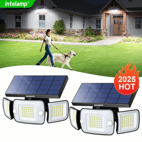 1200LM อัพเกรดใหม่ล่าสุดพลังงานแสงอาทิตย์สําหรับกลางแจ้ง 3 โหมดพร้อมรีโมทคอนโทรลสปอตไลท์พลังงานแสงอาทิตย์กลางแจ้งสําหรับ Garden Wall Street โคมไฟ 1