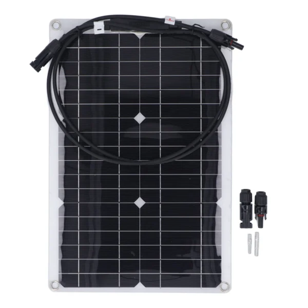 20W 18V แผงพลังงานแสงอาทิตย์แบบยืดหยุ่น Monocrystalline Solar Charge Board สําหรับ 12V แบตเตอรี่กล้องรักษาความปลอดภัย Off Grid Application 1