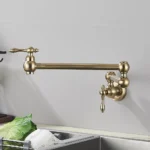 แปรงทองหมุนก๊อกน้ําอ่างล้างจานก๊อกน้ําเย็นทองเหลืองอ่างล้างหน้าหมุนก๊อกน้ําติดผนังก๊อกน้ํา 4