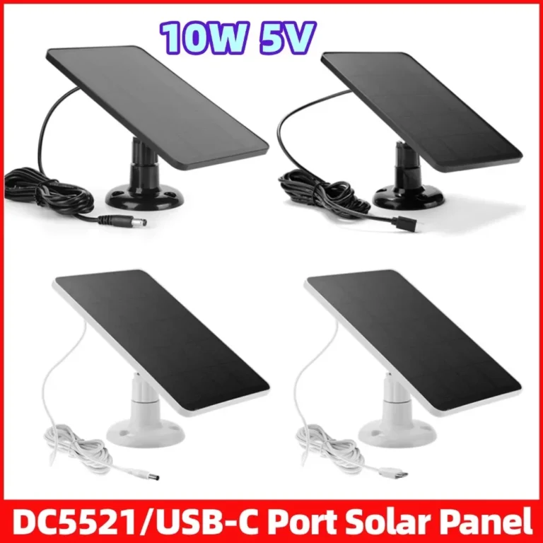 แผงโซลาร์เซลล์ประเภท-C/DC5521 พอร์ตกลางแจ้ง DC 5V 10W กันน้ำแผงชาร์จเซลล์แสงอาทิตย์สำหรับกล้องรักษาความปลอดภัยระบบไฟลานบ้าน 1