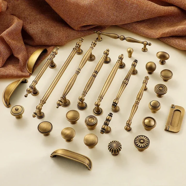 ทองเหลืองโบราณตู้จับ Vintage ถ้วยดึง Retro LuxuryT บาร์จับอีกต่อไปลิ้นชักห้องครัวเฟอร์นิเจอร์ฮาร์ดแวร์ 1