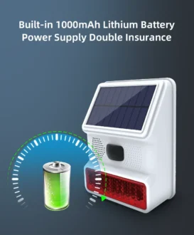 สัญญาณเตือนการติดตั้งกลางแจ้งไร้สาย 33MHz ไม่จําเป็นต้องเชื่อมต่อแหล่งจ่ายไฟ ความต่อเนื่องจากพลังงานแสงอาทิตย์ เชื่อมต่อกับโฮสต์ 5