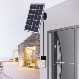 เครื่องชาร์จพลังงานแสงอาทิตย์ 4W IP65 เครื่องชาร์จแผงโซลาร์เซลล์กันน้ำ 9.8 ฟุตสายชาร์จชุดแผงโซลาร์เซลล์สำหรับริงวิดีโอกริ่งประตู 4/3/3 PLUS/2 2