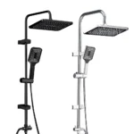 สีดําชุดคอลัมน์อุปกรณ์ห้องน้ํา 3 ทิศทางวาล์วเปลี่ยนทิศทางน้ําอ่างอาบน้ําผสมฝักบัวก๊อกน้ําแรงดันหัวฝักบัว คอลัมน์อาบน้ำฝนเครื่องผสมเย็นเดียว ระบบอาบน้ำฝนเต็มชุด G1 / 2in G3 / 4in อะแดปเตอร์การเชื่อมต่อน้ำ 3