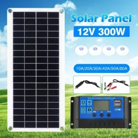 300W แผงพลังงานแสงอาทิตย์ 12V Dual USB 10A-60A Controller SOLAR Cells Power Bank สําหรับโทรศัพท์รถ Yacht RV 1