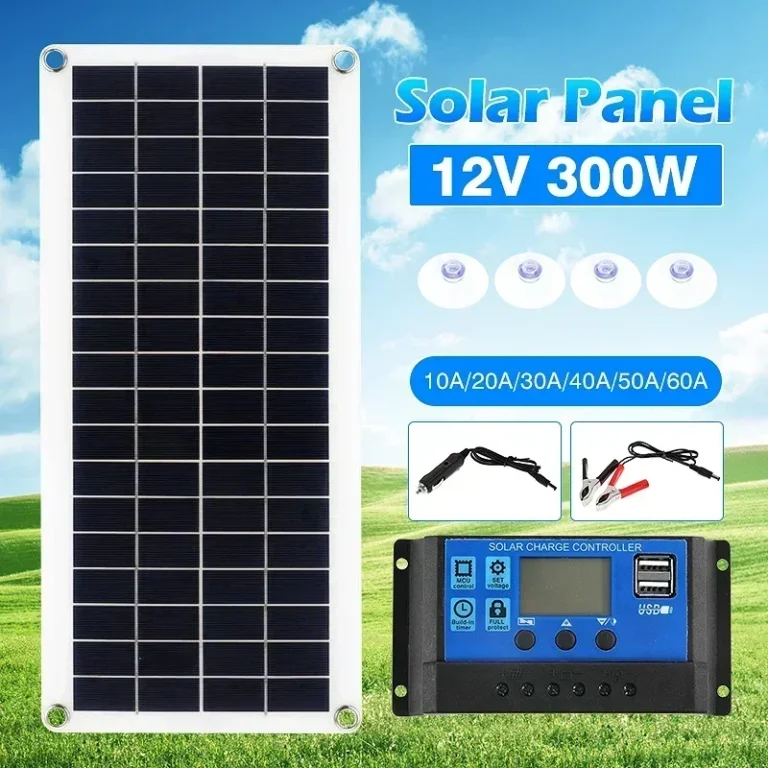 300W แผงพลังงานแสงอาทิตย์ 12V Dual USB 10A-60A Controller SOLAR Cells Power Bank สําหรับโทรศัพท์รถ Yacht RV 1