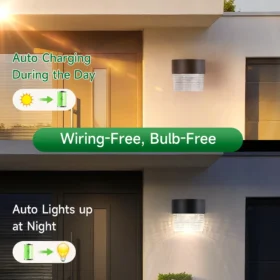 โคมไฟติดผนังพลังงานแสงอาทิตย์โคมไฟกลางแจ้งไฟพลังงานแสงอาทิตย์ LED Street Garden ตกแต่งกันน้ํา Fasad โคมไฟสําหรับลานระเบียงภายนอก 3