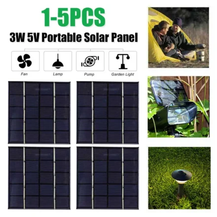 3W 5V แผงเซลล์แสงอาทิตย์เครื่องชาร์จแผงโซลาร์เซลล์เซลล์แสงอาทิตย์สำหรับไฟพลังงานแสงอาทิตย์สำหรับแบตเตอรี่ 3.7V 3-5V แบตเตอรี่/เครื่องชาร์จโทรศัพท์ 1