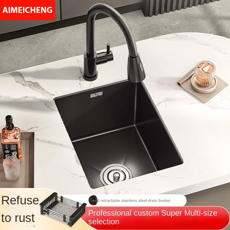 304 สแตนเลสสตีลครัวทําด้วยมืออ่างล้างจานขนาดเล็ก,อ่างล้างจานเดี่ยว,อ่างล้างผัก,ใต้เคาน์เตอร์,เคาน์เตอร์เกาะ,บาร์น้ํา 1