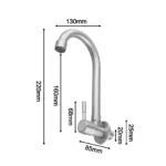 ก๊อกน้ําห้องครัวติดผนังก๊อกน้ําสแตนเลสสําหรับอ่างล้างจานเดี่ยวเดี่ยวน้ําเย็น TAP อุปกรณ์ครัว 5