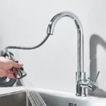 Rozin Chrome ก๊อกน้ําห้องครัวดาดฟ้าติดตั้งดึง Spout อ่างล้างจาน TAP ระดับเดียว Stream Sprayer หัวฉีด TAP 2