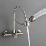 ก๊อกน้ำติดผนังสแตนเลสสำหรับห้องครัว น้ำร้อนน้ำเย็น หมุนได้ 360 องศา สายยืดหยุ่น ก๊อกน้ำแบบมือจับเดี่ยว 3