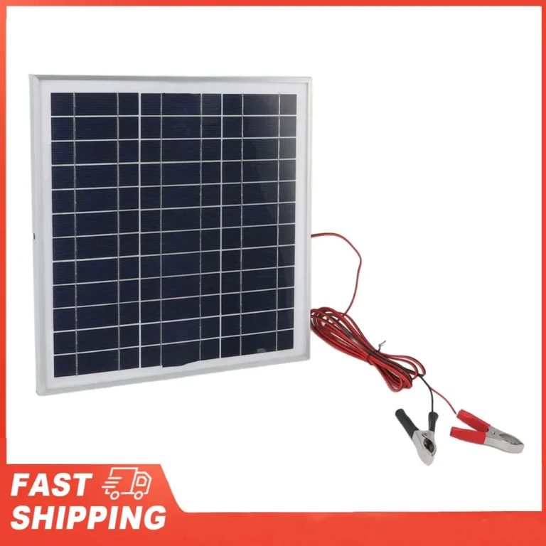 แผงโซลาร์เซลล์แบบพกพา 50 วัตต์ โครงอะลูมิเนียม แผงโซลาร์เซลล์ซิลิคอนโมโนคริสตัลไลน์ พร้อมสายเคเบิล 9.8 ฟุต DC 18V คลิปแบตเตอรี่สีแดงและสีดำ 1