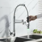 ฤดูใบไม้ผลิ LED ก๊อกน้ําห้องครัว Chrome ดึง Sprayer Dual Spout เดี่ยว TAP ก๊อกน้ําอ่างล้างจาน 360 หมุนก๊อกน้ําห้องครัว 2