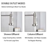 ก๊อกน้ำห้องครัวแบบติดตั้งบนเคาน์เตอร์ สปริงนิเกิลขัดเงา หัวฉีดแบบหมุนได้ 360 องศา พร้อมหัวฉีดสเปรย์ น้ำร้อนน้ำเย็น 3