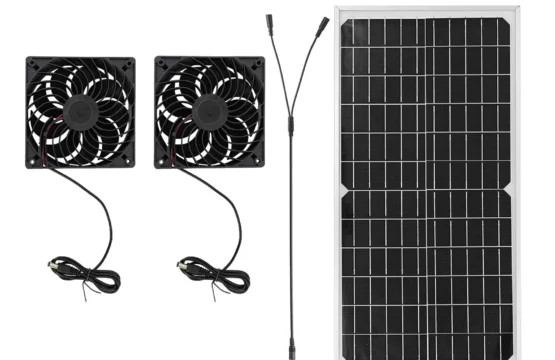 ชุดพัดลมระบายอากาศพลังงานแสงอาทิตย์พร้อมแผงโซลาร์เซลล์ 16 วัตต์ พัดลมดีซีไร้แปรงถ่านความเร็วสูง 2 ตัว พัดลมระบายอากาศพลังงานแสงอาทิตย์สำหรับโรงเรือนเลี้ยงไก่ 1