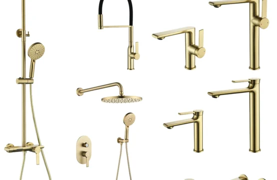 ก๊อกน้ำห้องน้ำทองเหลืองขัดเงาคุณภาพสูง ก๊อกน้ำอ่างล้างหน้าแบบฝัง ระบบฝักบัวแบบเรนชาวเวอร์ ก๊อกน้ำผสมสำหรับห้องครัว ก๊อกน้ำอ่างล้างหน้าห้องน้ำ 1