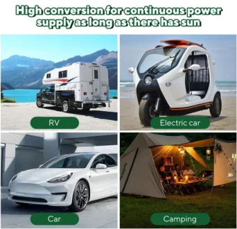 เครื่องควบคุม10A-100A เซลล์แสงอาทิตย์12V แผงโซล่า1000W, แผงเซลล์แสงอาทิตย์สำหรับรถยนต์ RV คาราวานบ้านตั้งแคมป์กลางแจ้งแบตเตอรี่ 5